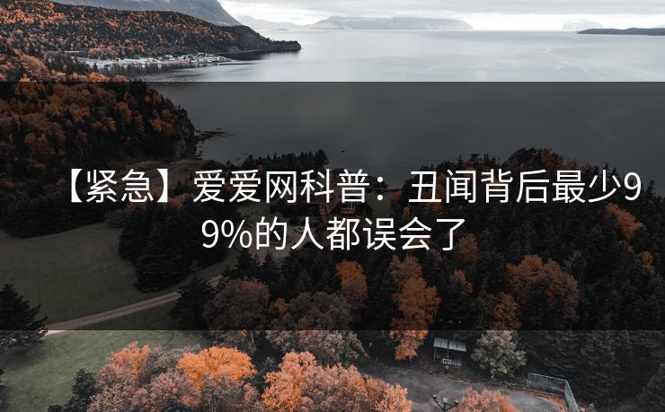 【紧急】爱爱网科普：丑闻背后最少99%的人都误会了