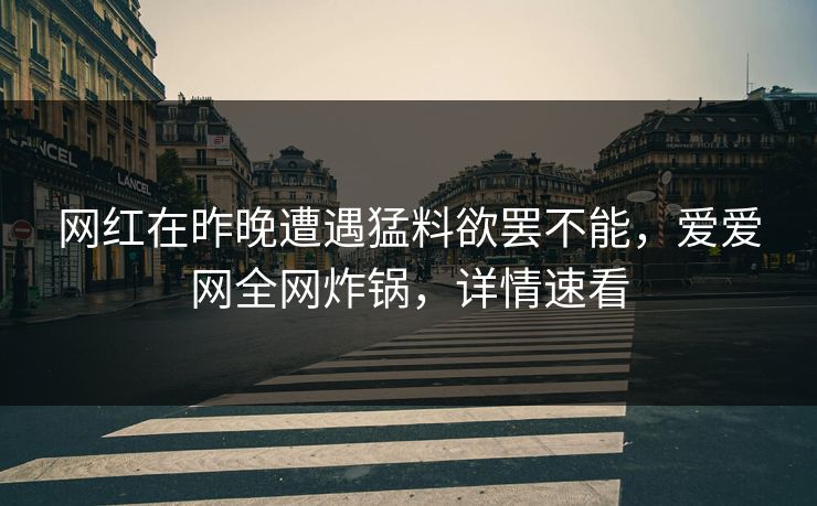 网红在昨晚遭遇猛料欲罢不能，爱爱网全网炸锅，详情速看